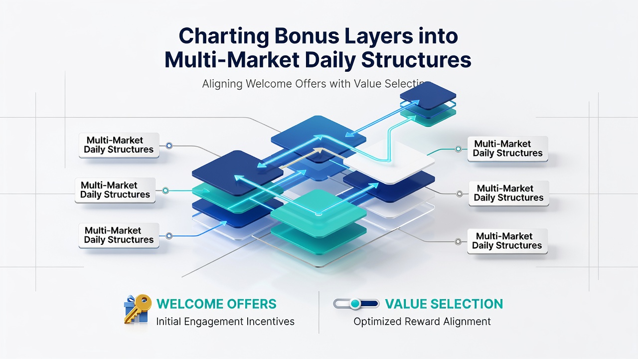 Chart displaying daily betting structure timelines with bonus layers applied to goal line selections and paddock banker horses