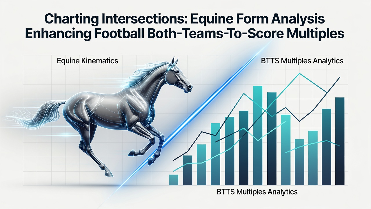 Visual representation of equine form charts overlaid with football BTTS probability grids showing data intersections