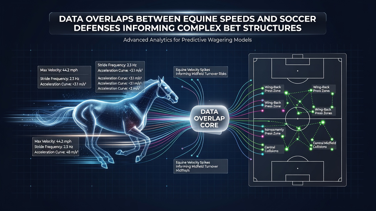 Visual representation of equine speed metrics overlaid with soccer defensive formations and data charts