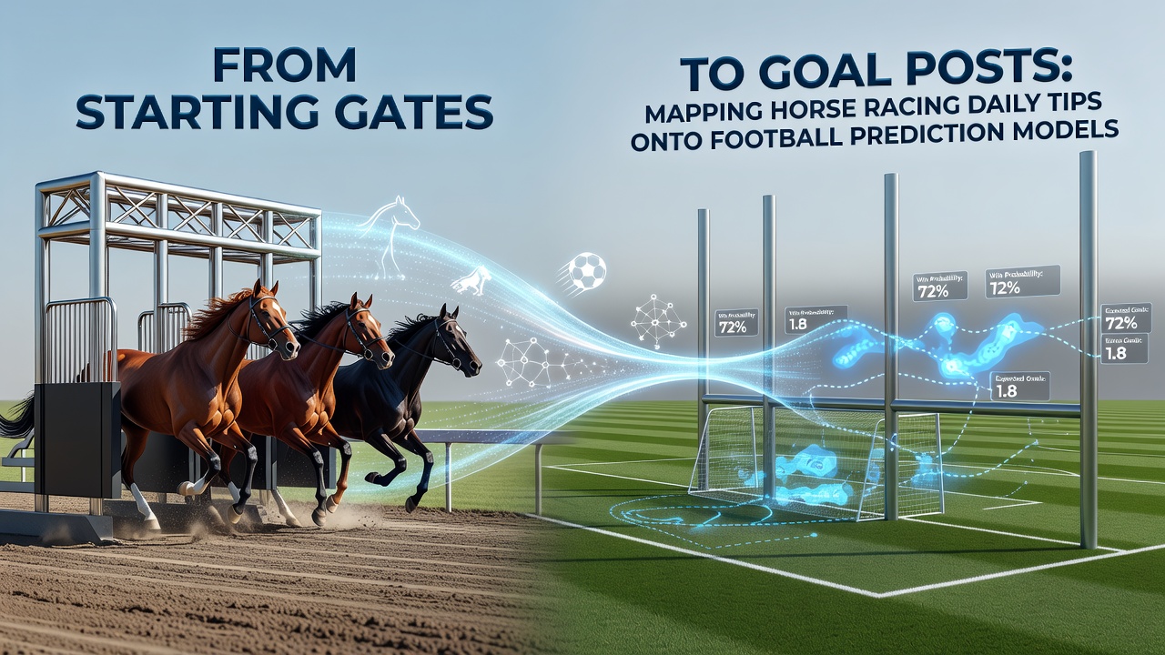 Detailed charts showing horse racing form data mapped to football prediction algorithms with accumulator examples