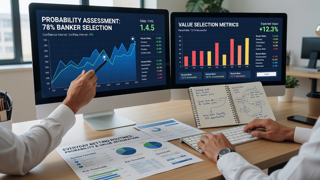 Chart illustrating value calculation examples alongside banker probability thresholds