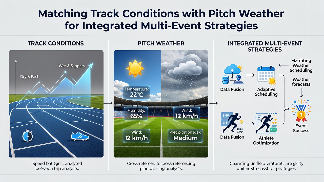 Detailed weather overlay map displaying synchronized forecasts for multiple racecourses and football stadiums during a July event schedule