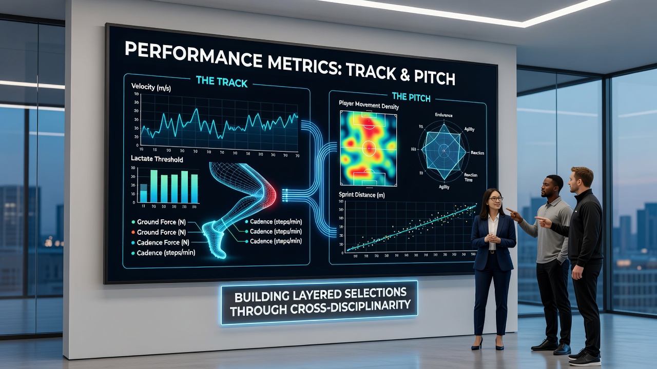 Layered selection interface displaying combined horse racing and football data points for cross-discipline accumulator construction