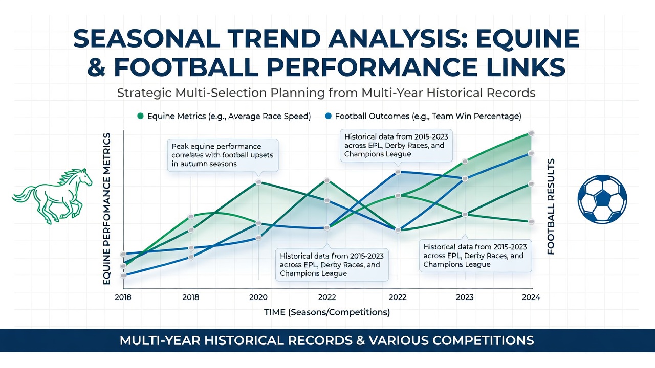 Chart displaying seasonal equine performance metrics overlaid with association football result trends across multiple competition years