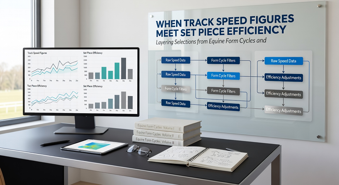 Composite graphic showing layered betting selections with equine speed charts and soccer fixture set piece statistics
